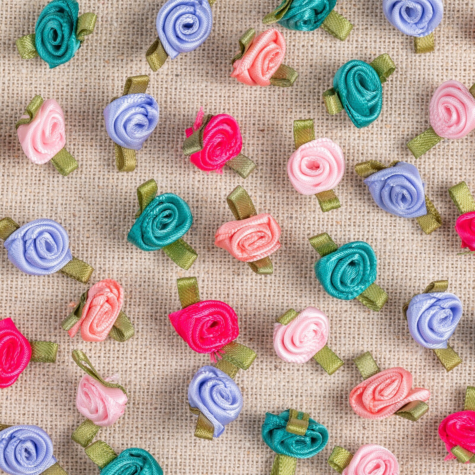 Small Satin Roses With Leaf 00413