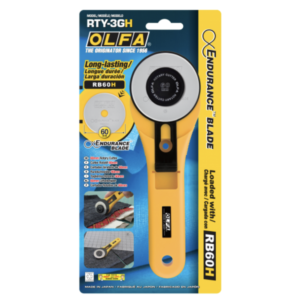 The Original Rotary Cutter With Endurance Blade Yellow 60mm RTY-3GH Olfa