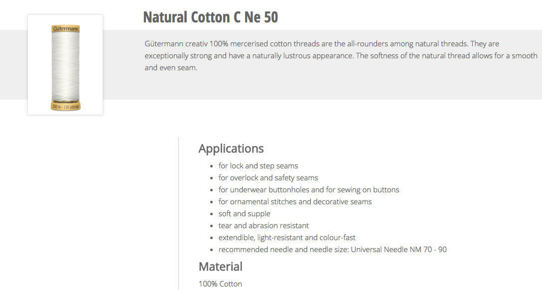GC800 Gütermann Cotton Thread 800m
