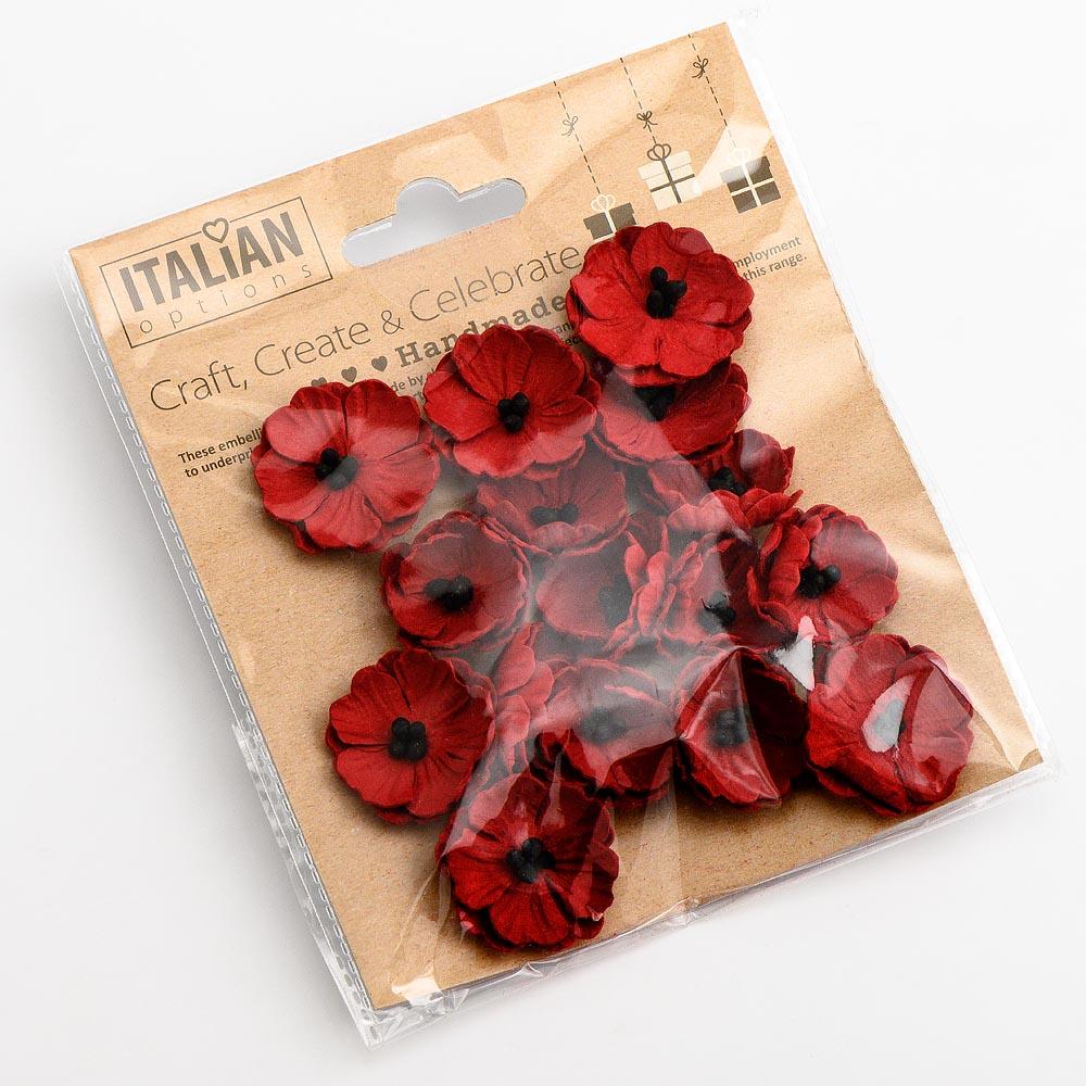 Paper Poppy Flowers Red 16pcs IOHM057