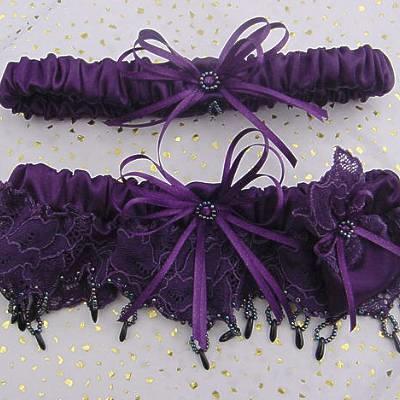 Purple French Lace Designer Wedding Garter Best Seller!