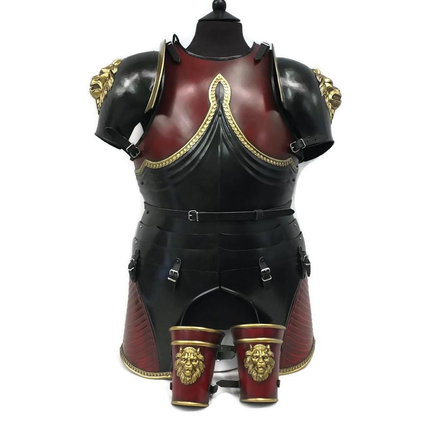 Decorative Gothic cuirass with Lion shoulders and Lion bracers in custom paint scheme