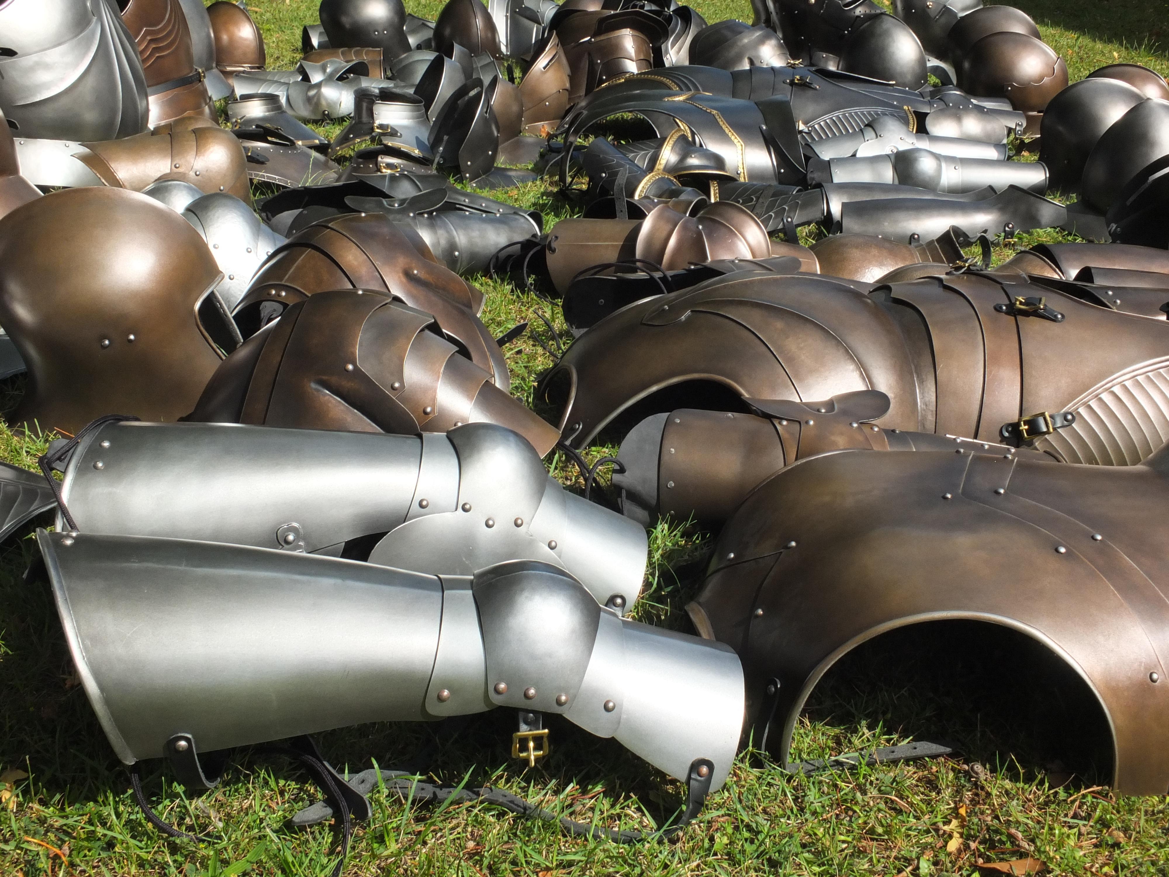 Various armour sets for a film production