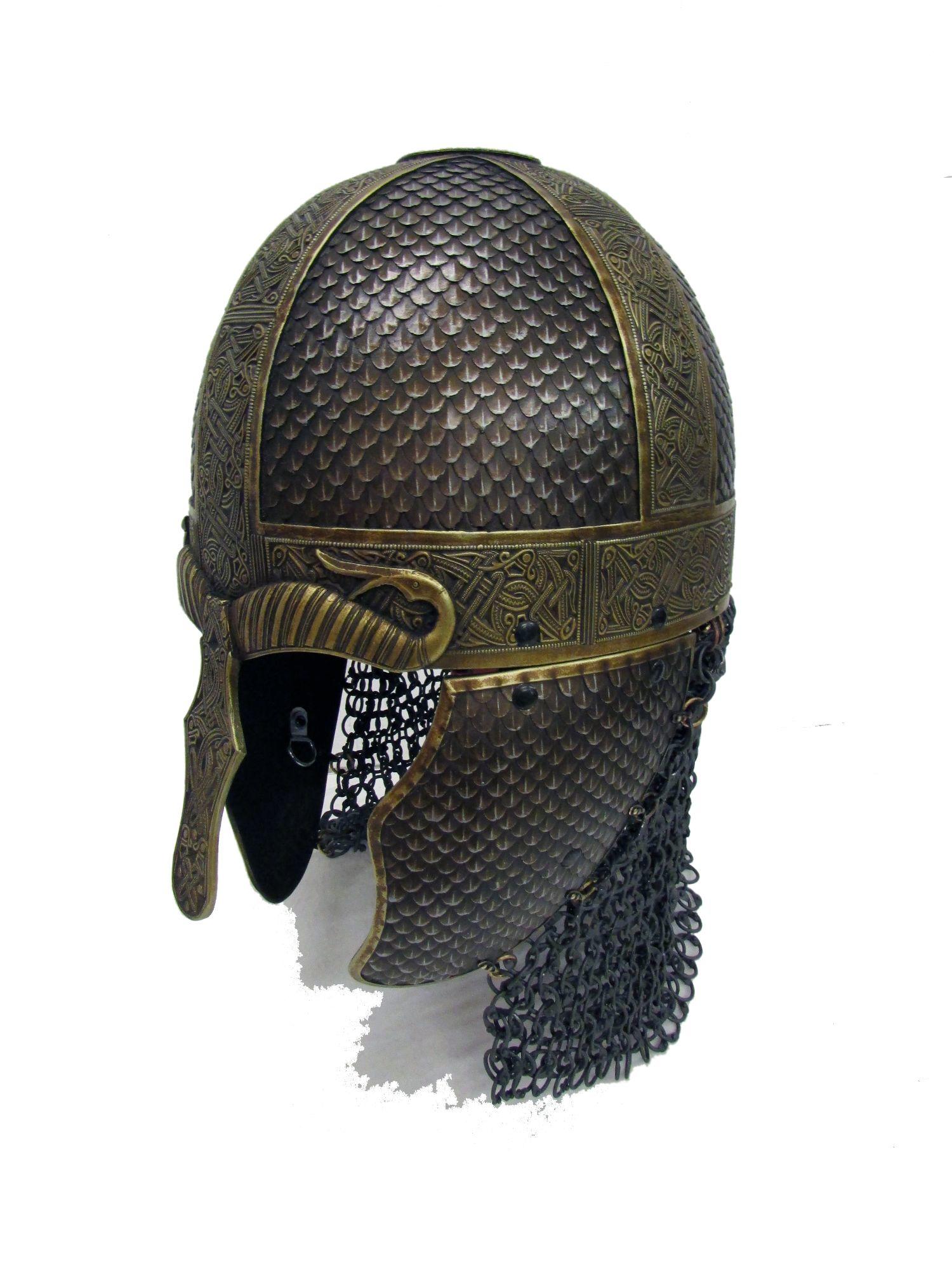 Iron/Bronze Wyrmwick helmet with added chainmail