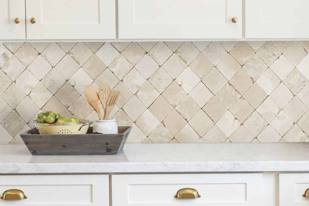 tumbled marble kitchen wall tiles