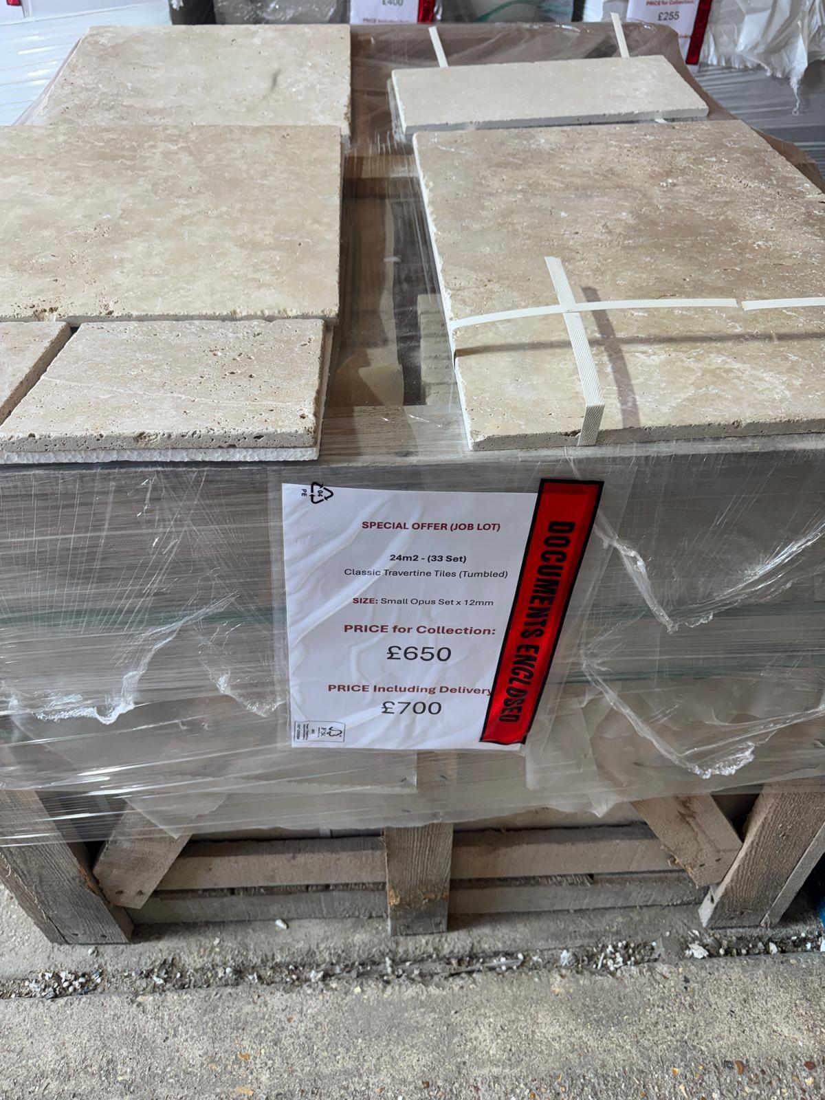 24m2 - Classic Travertine Tiles (Tumbled) - Pattern Set x 12mm