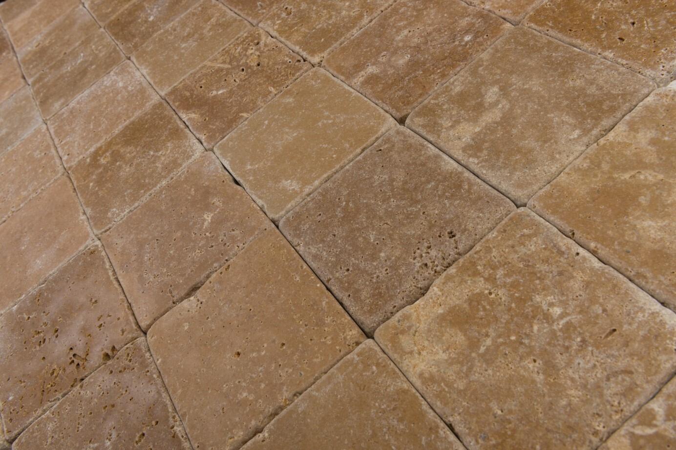 Walnut Travertine Tiles (Square - Tumbled)