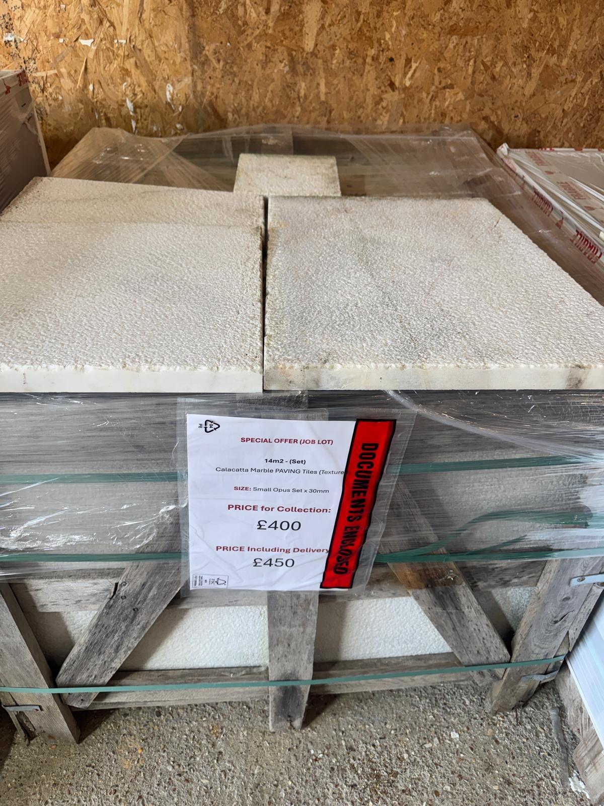 14 m2 -Calacatta Marble Paving Tiles (Texture Surface) - Pattern Set x 30mm