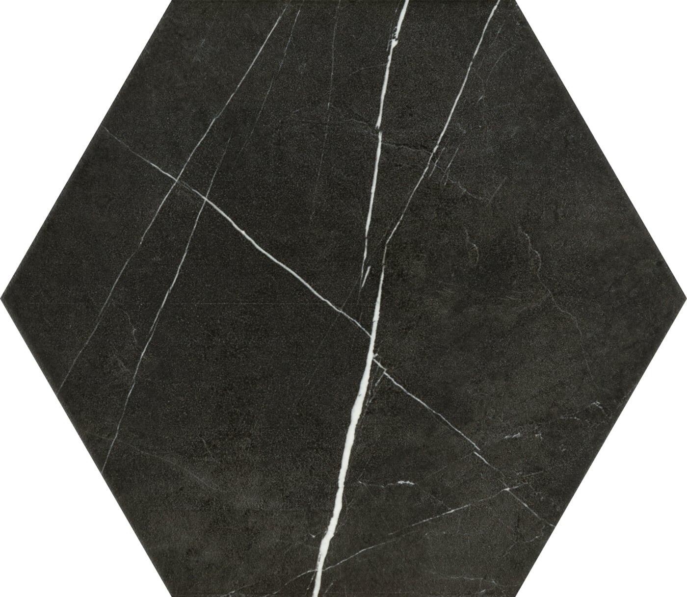 Hexagon Black Marble Effect Porcelain (Matt)