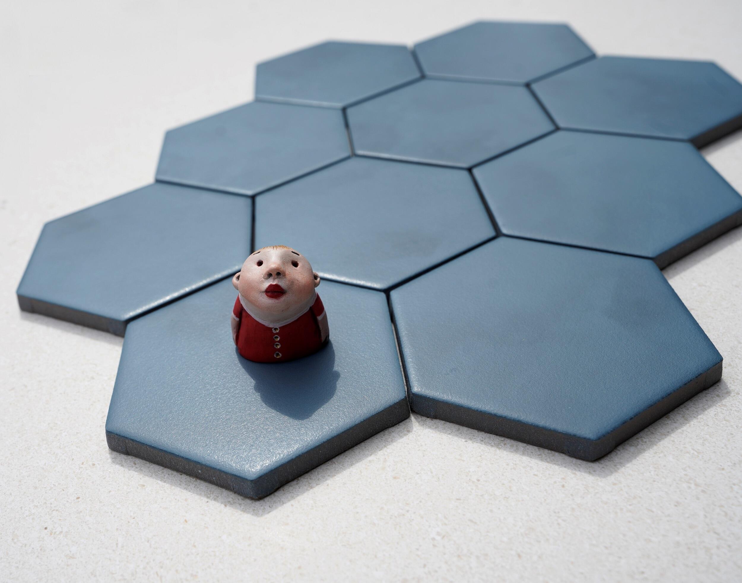 Arc Blue Small Hexagon Blue  Porcelain (Matt)