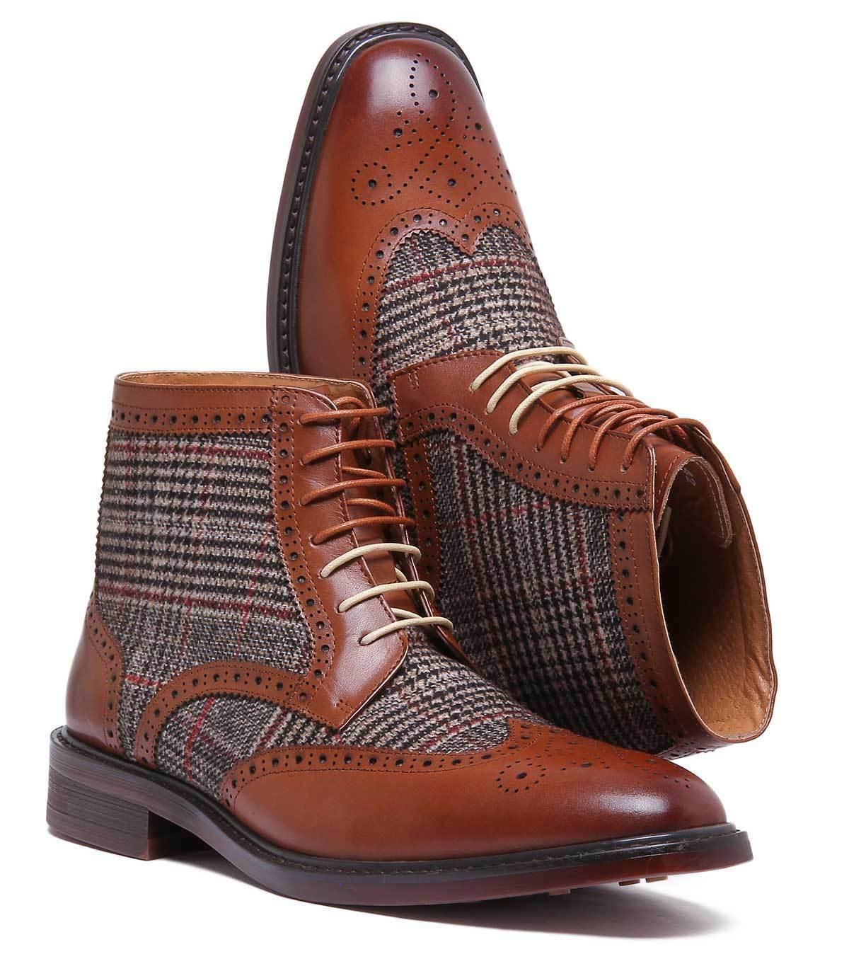 Justin Rees Alvin Boots Brown Leather/Tweed Boots