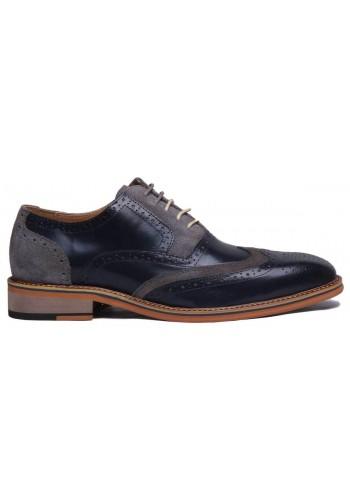 Justin Reece England Fabio Men Suede Brogue Shoes In Navy Grey Size UK 6-12 