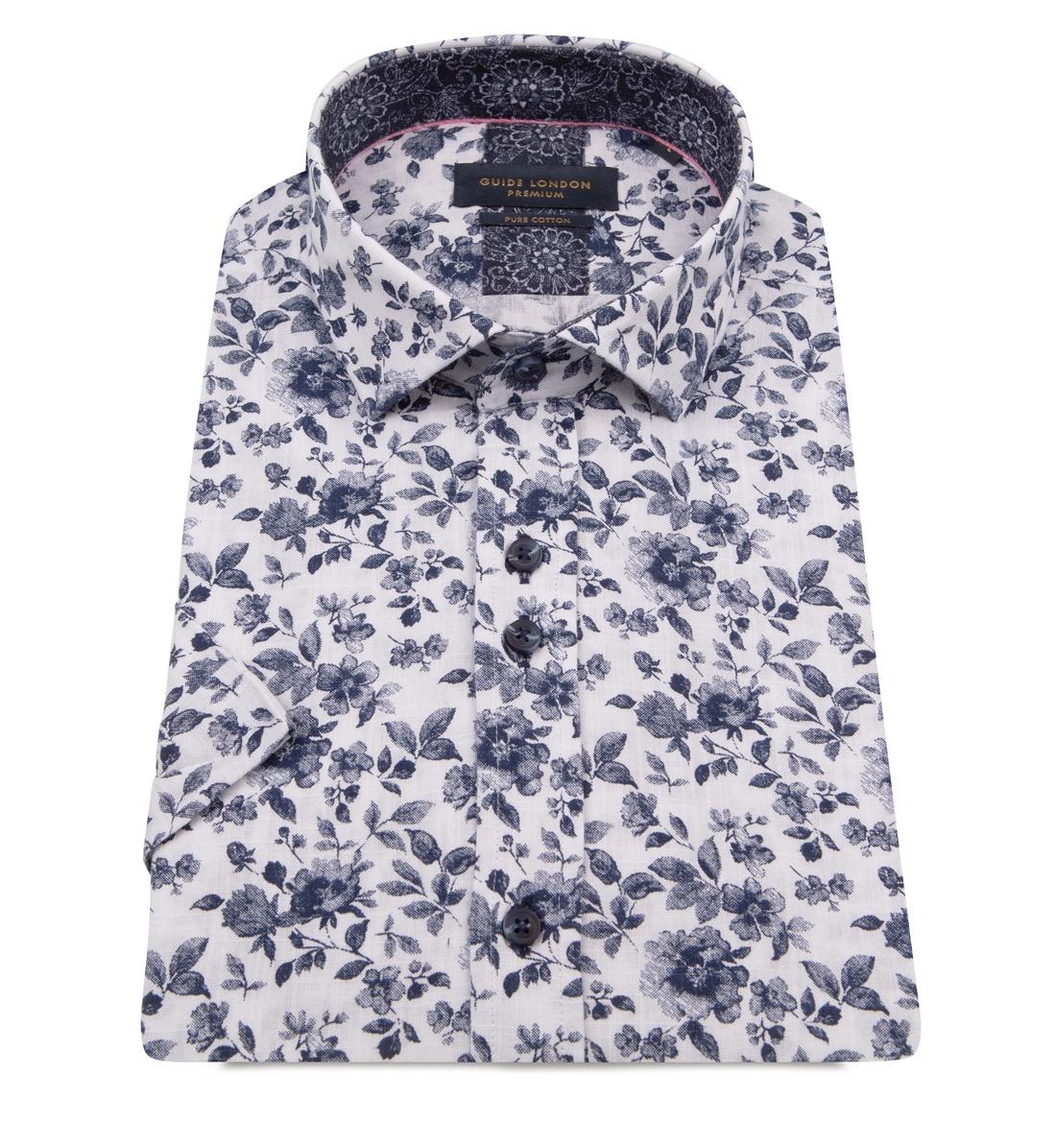 GUIDE LONDON BLUE WITH LARGE FLORAL PRINT SHIRT