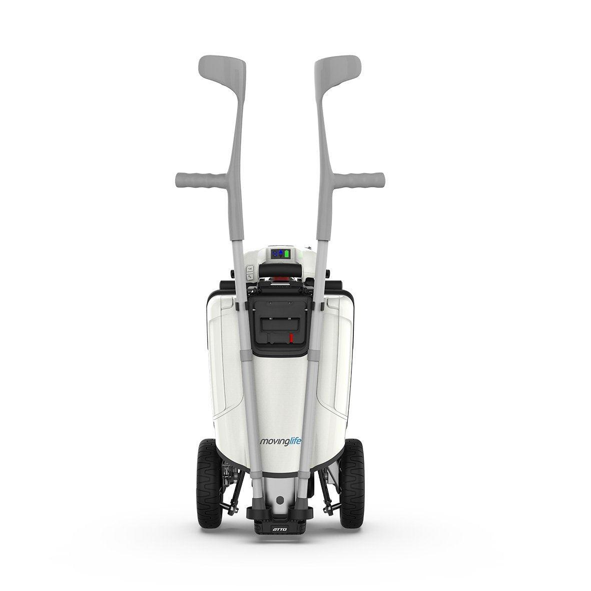 ATTO Uk cane crutches on an closed ATTO mobility scooter