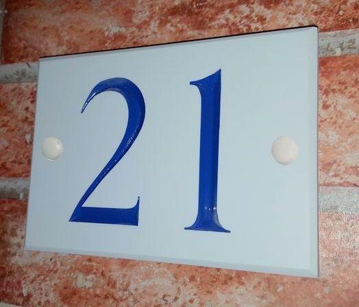Illustration with blue inlaid number