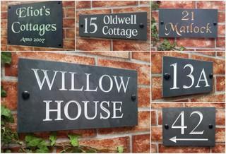Collage of Slate House Signs