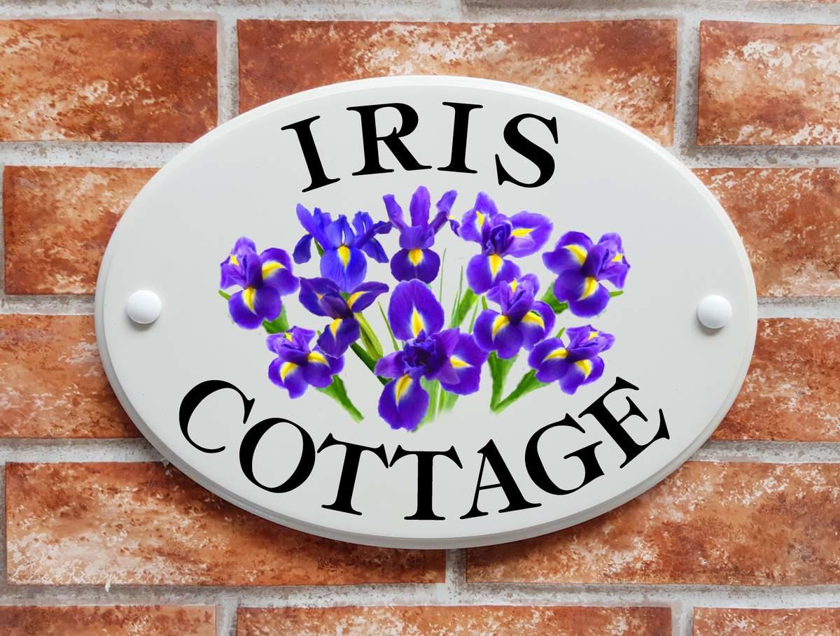 Oval Sign with Irises picture motif (Code 065)