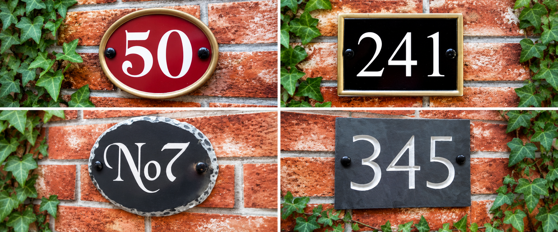 Personalised house number signs and plaques