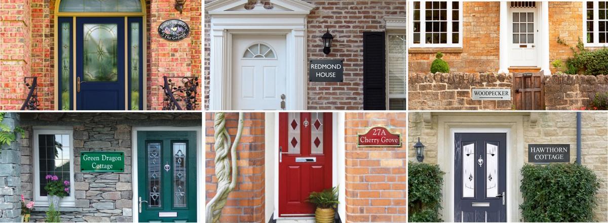 Collage of house signs that have been erected on properties