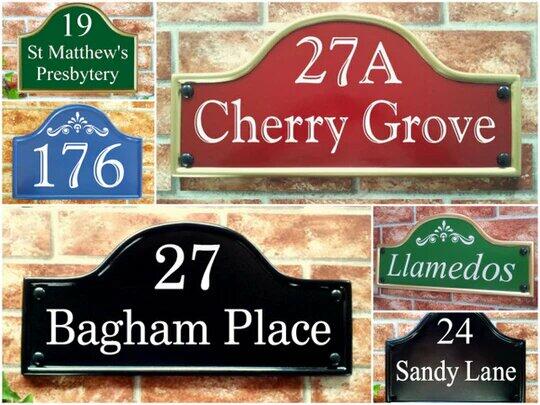 Collage of Bridge Top shaped house signs