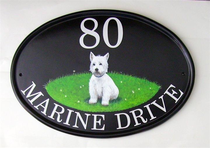 White scottie dog address plate