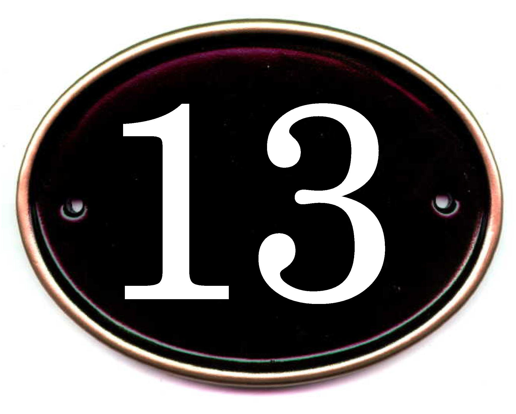 House number sign with 13 in digits