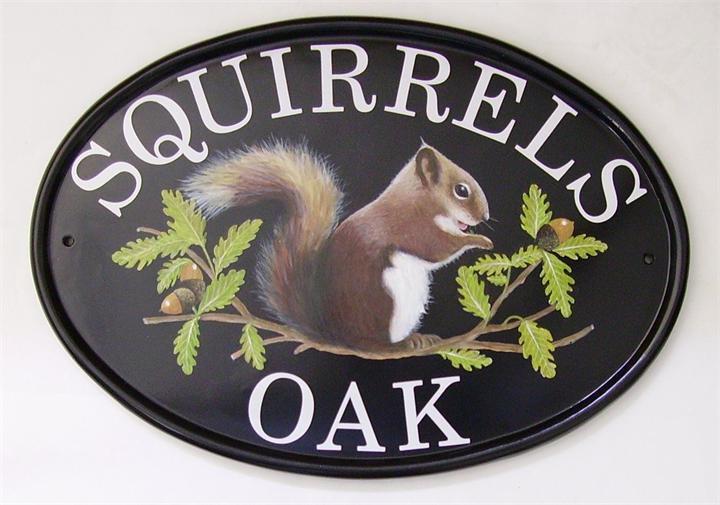 Squirrel and nut sign