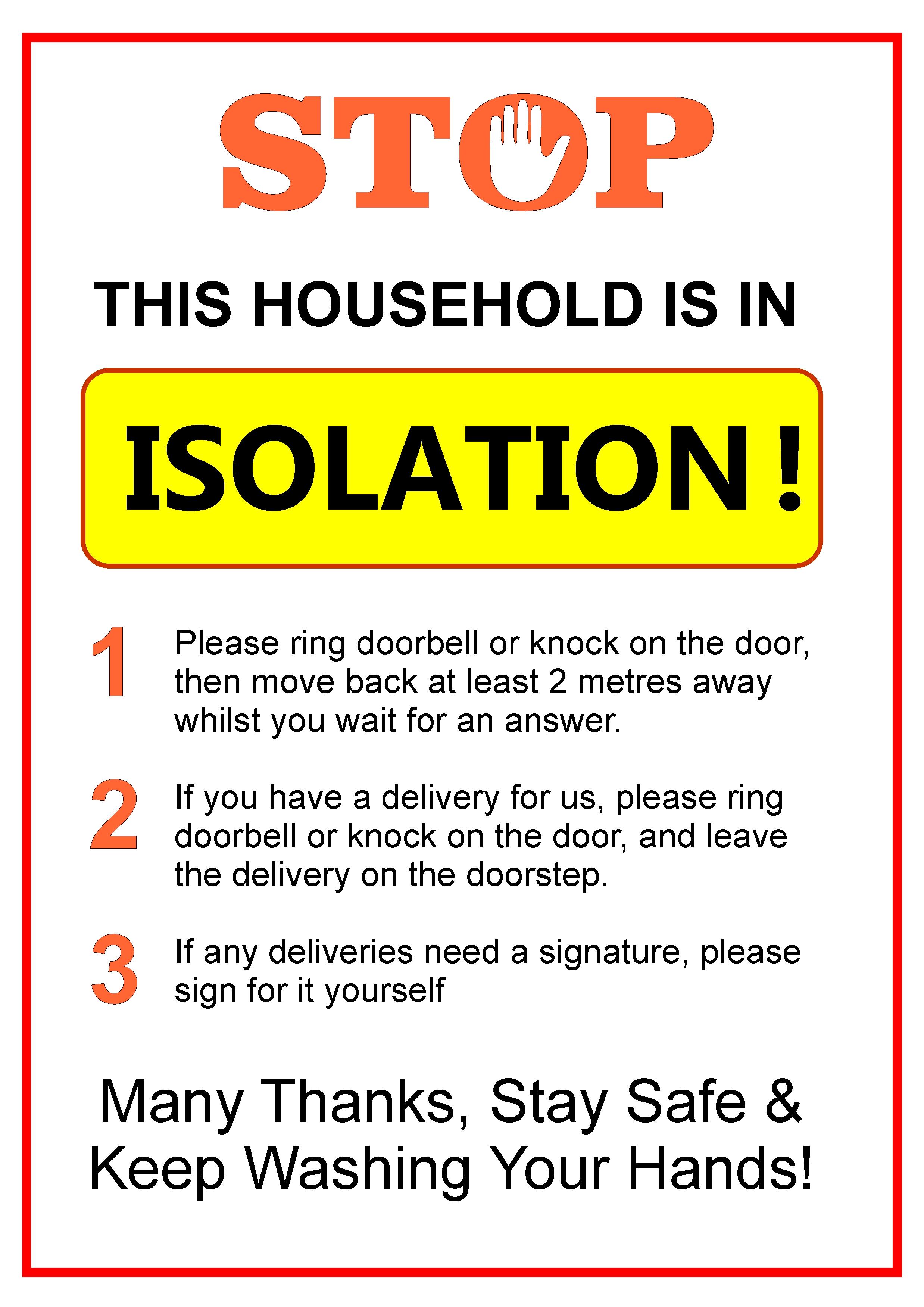 Download Covid-19 self isolation notice
