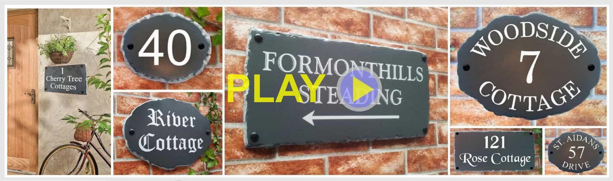 Rustic slate style house plaques