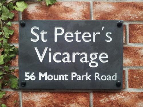 Large slate sign with name and address 300mm by 200mm