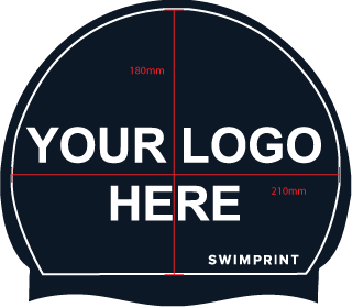 Printed navy silicone swim caps from SWIMPRINT.