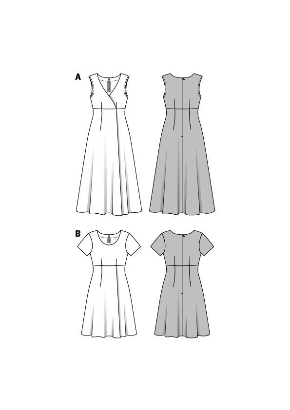 Burda B6496 Women's High Waist Dress