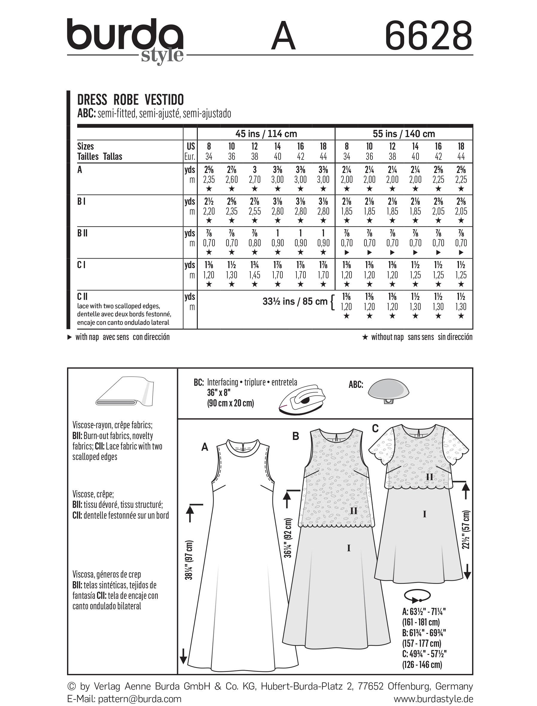 Burda B6628 Women's Dress Sewing Pattern