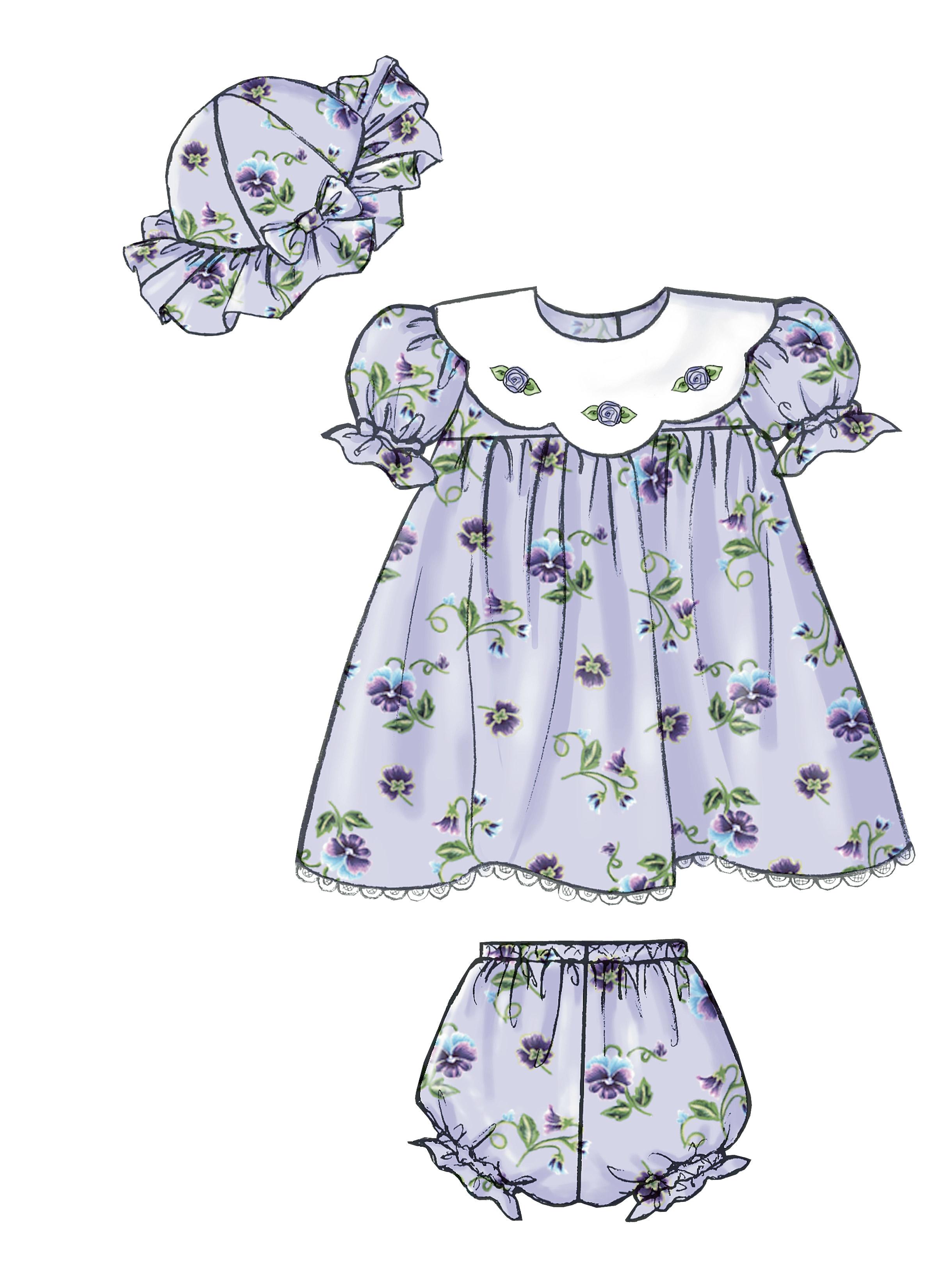 Butterick B4110 Infants' Dress, Panties, Jumpsuit and Hat