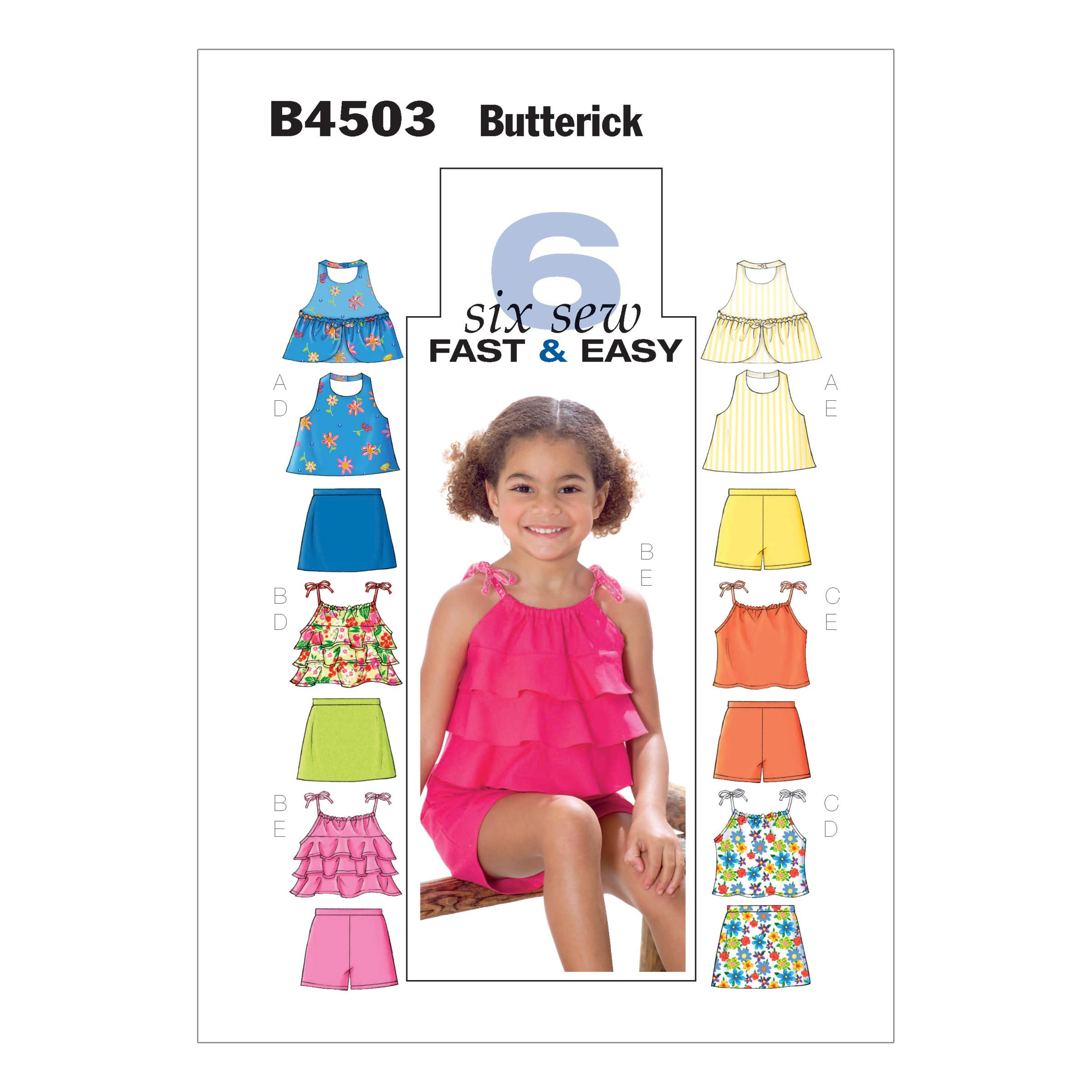 Butterick B4503 Children's/Girls' Top, Skort and Shorts