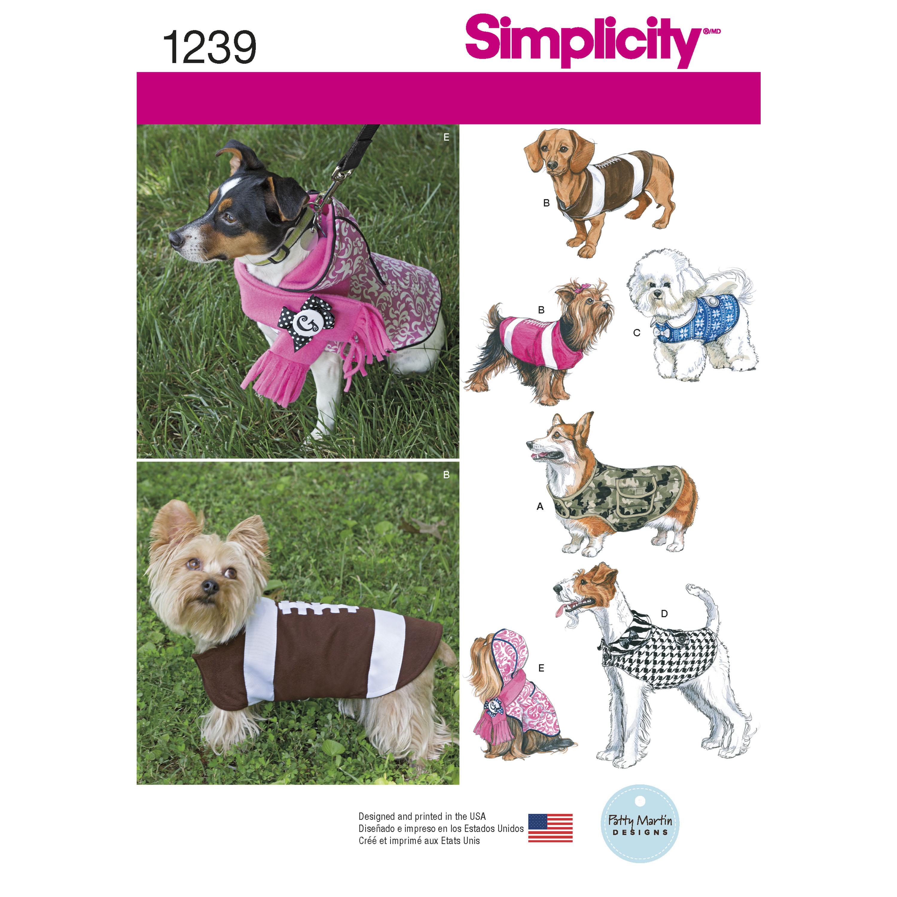 Simplicity S1239 Dog Coats in Three Sizes