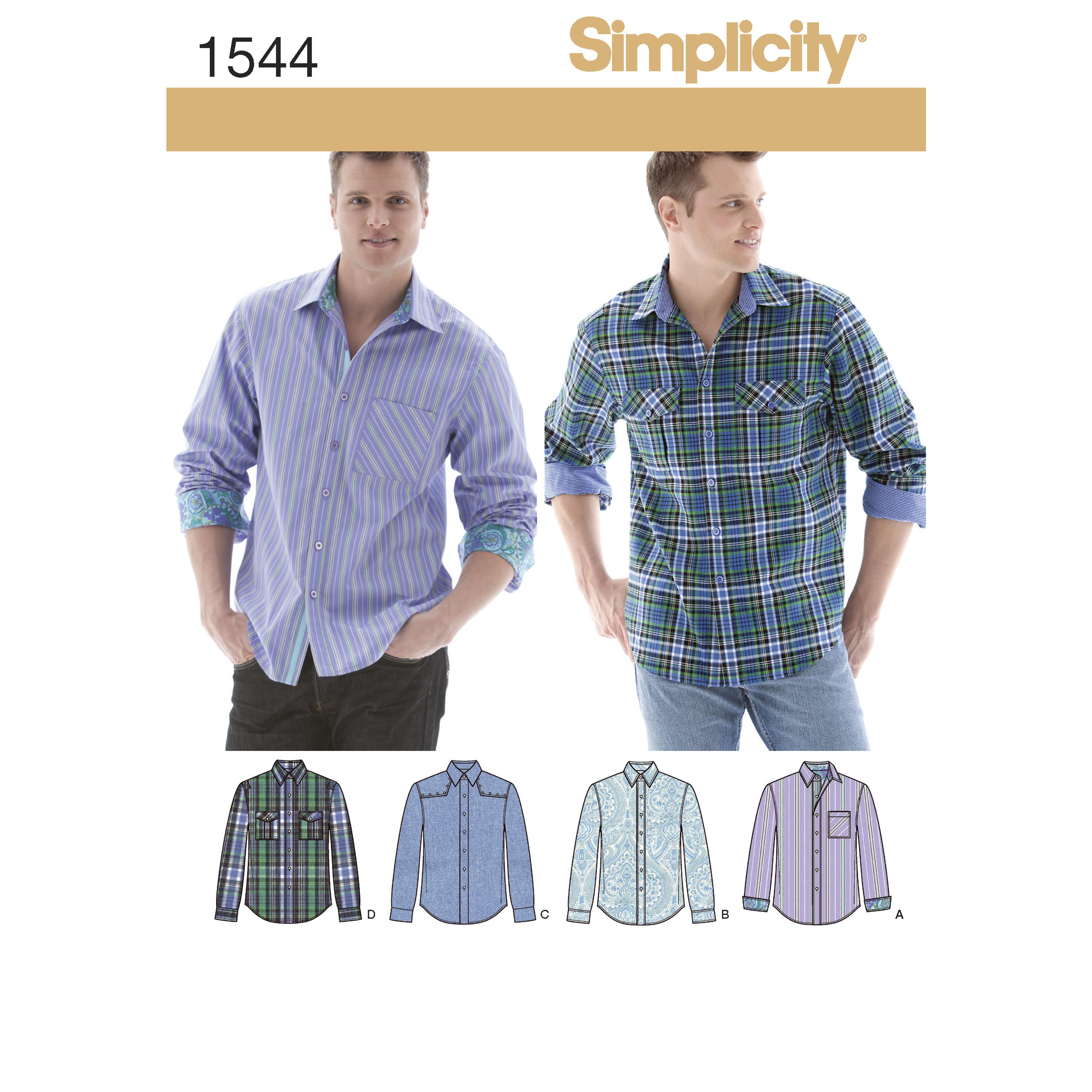Simplicity S1544 Men's Shirt with Fabric Variations
