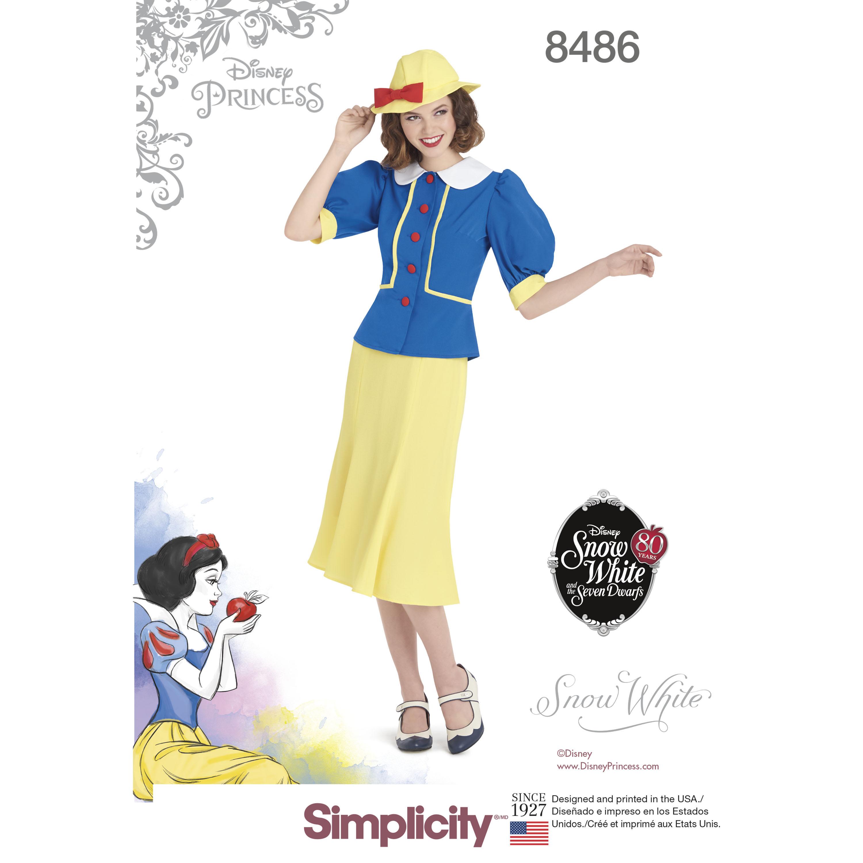 Simplicity S8486 Womens 1930's Snow White Dress and Hat