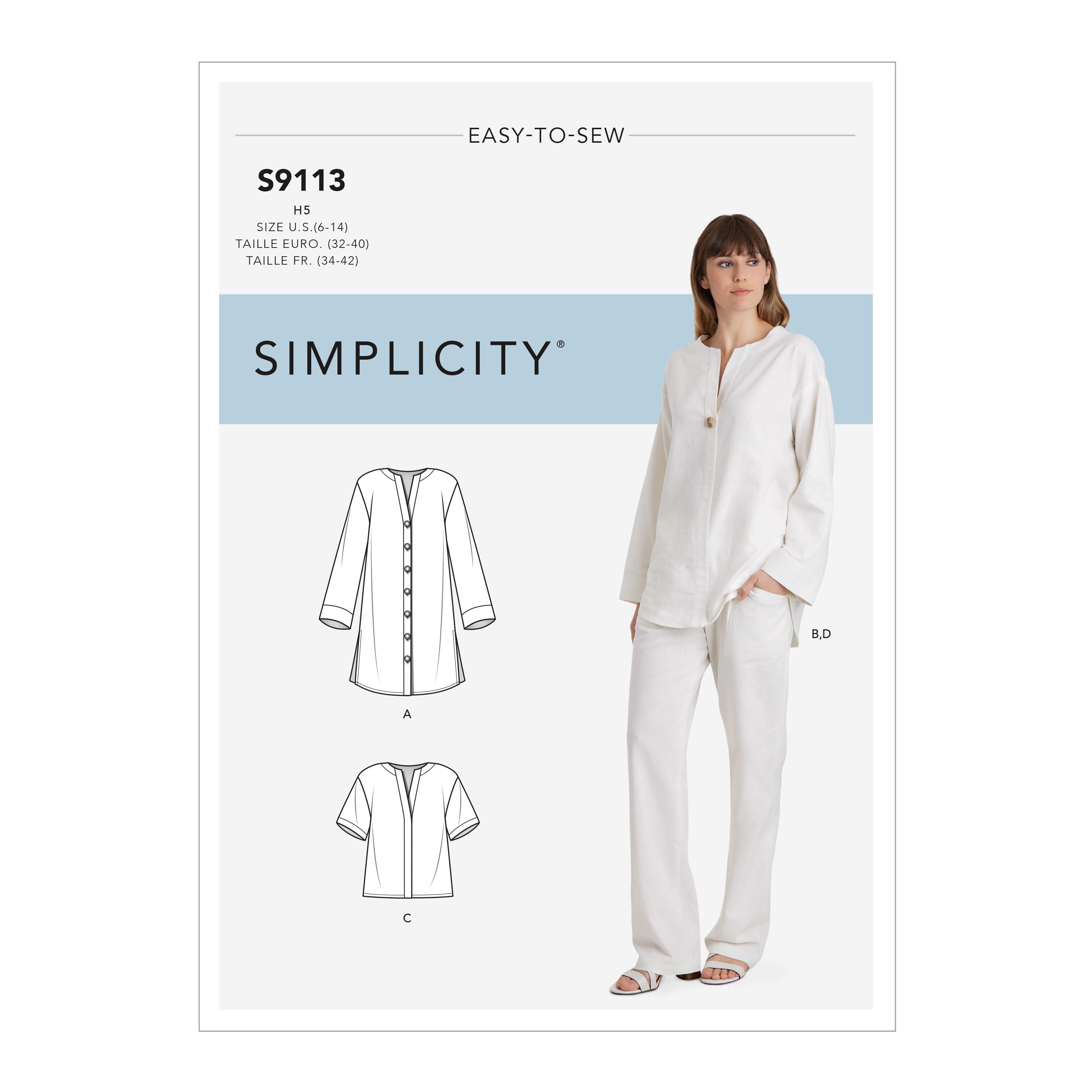 Simplicity S9113 Misses' Tunic, Top & Pull On Pants