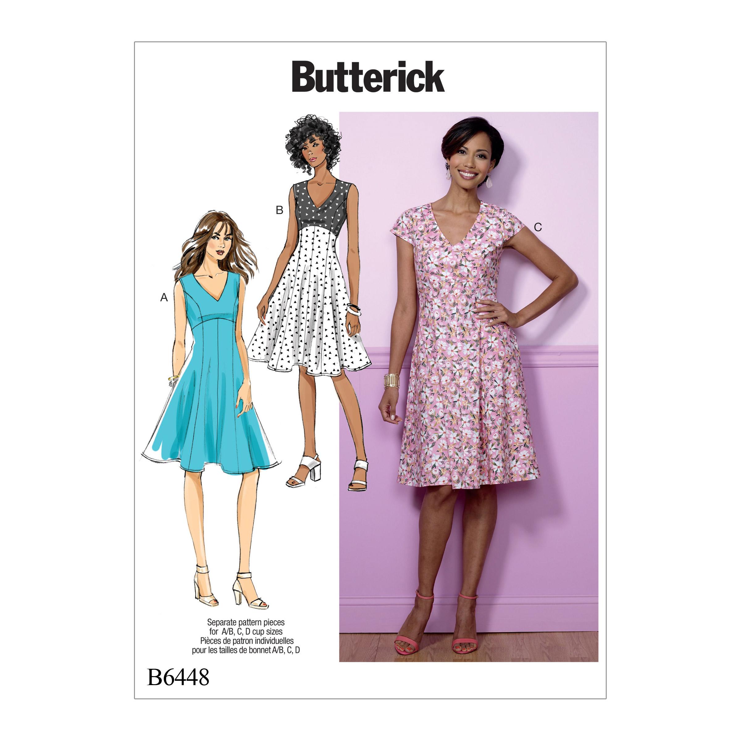 Butterick B6448 Misses' Fit-and-Flare, Empire-Waist Dresses