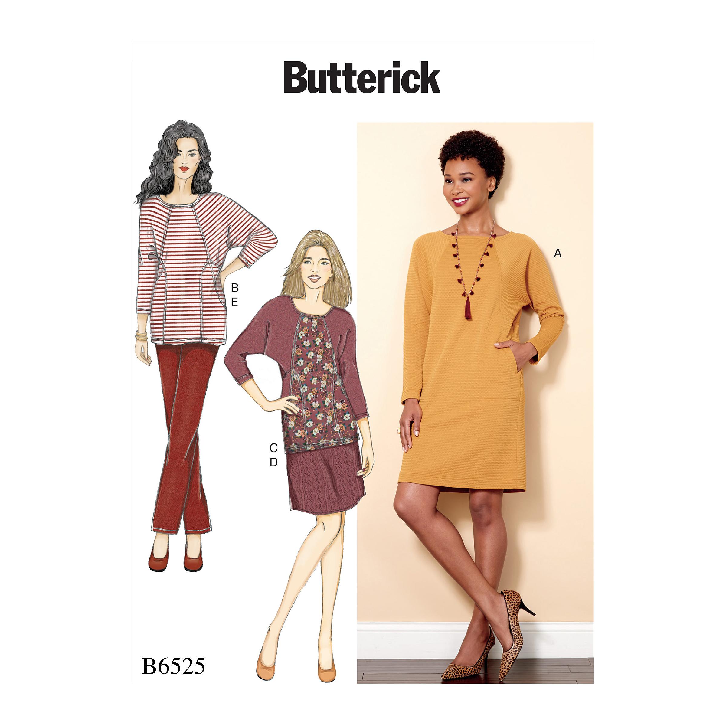 Butterick B6525 Misses' Knit Dress and Tunic, Skirt, and Pants