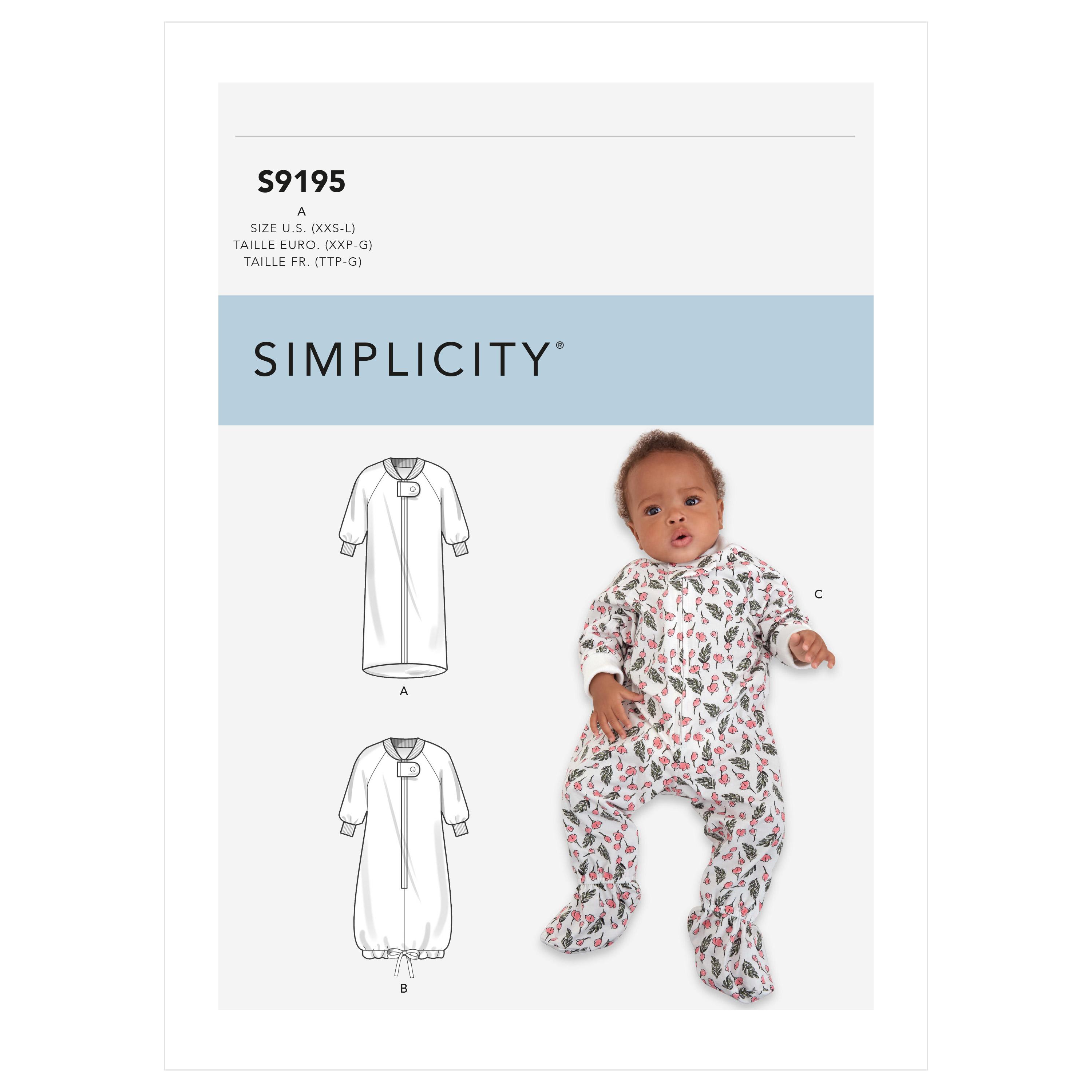 Simplicity Sewing Pattern S9195 Infants' Bunting & Jumpsuit