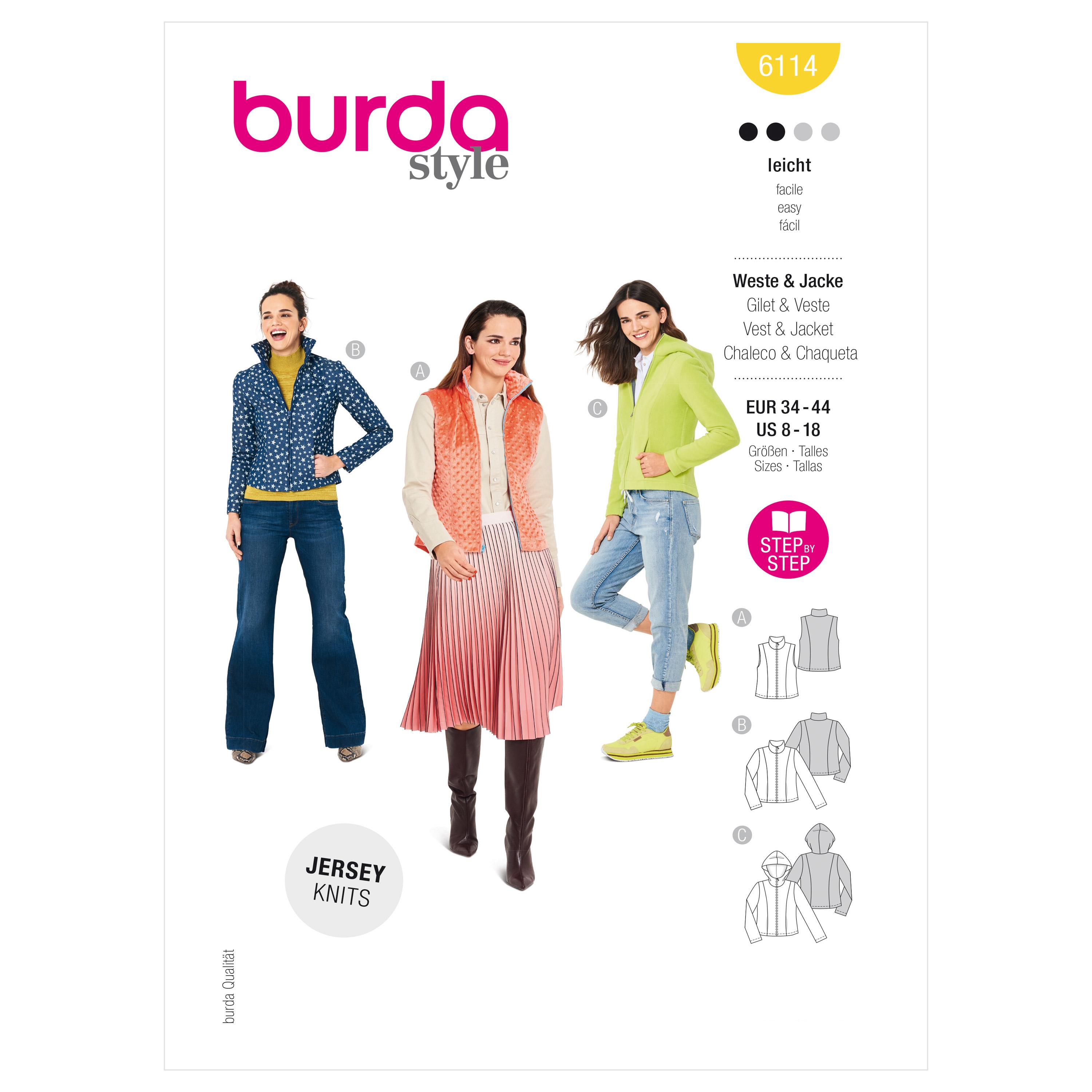 Burda Style Pattern 6114 Misses' Waistcoat, Vest, Jacket