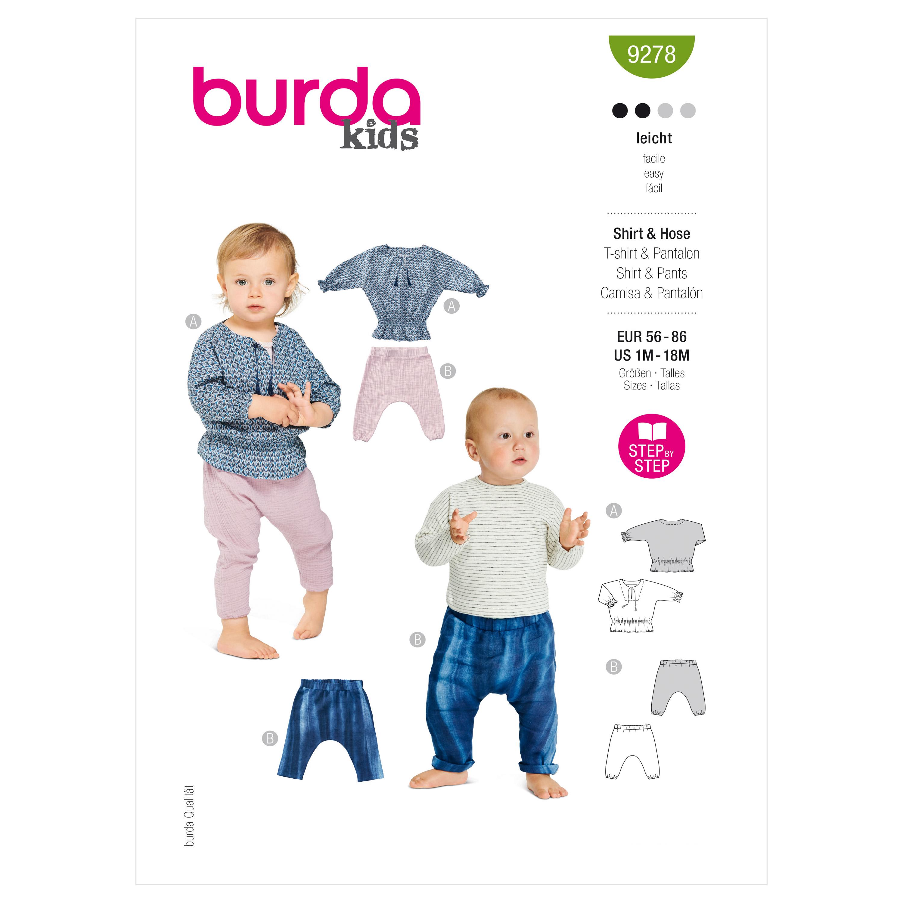 Burda Style Pattern 9278 Babies' Top and Trousers or Pants