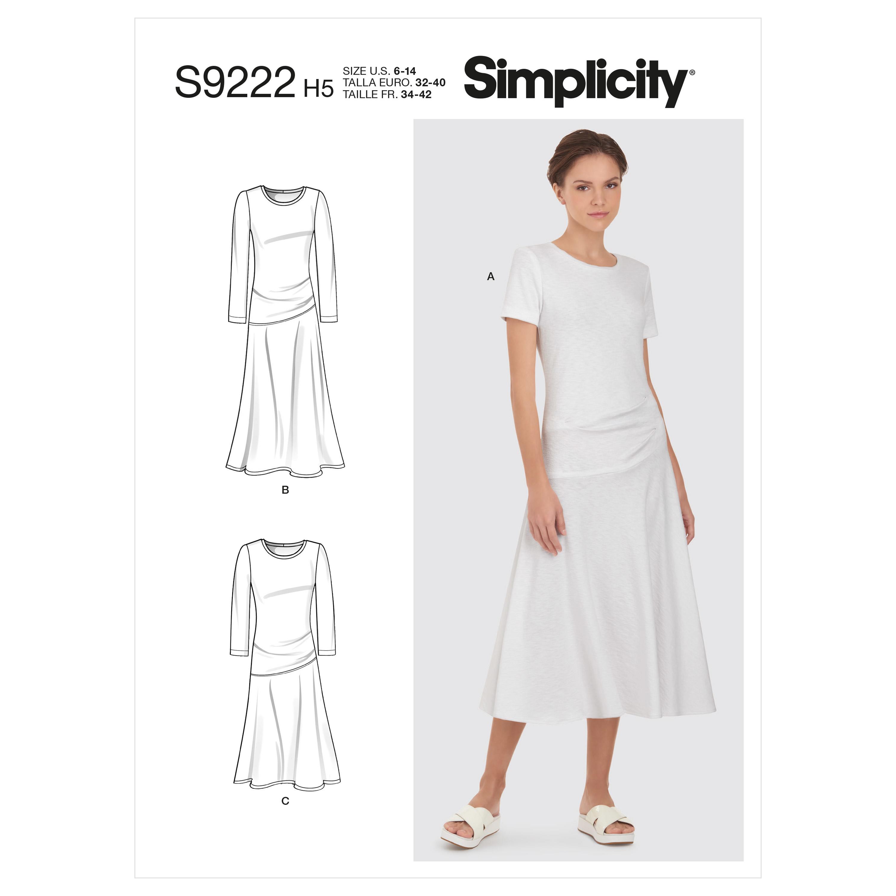 Simplicity Sewing Pattern S9222 Misses' Knit Dress In Two Lengths