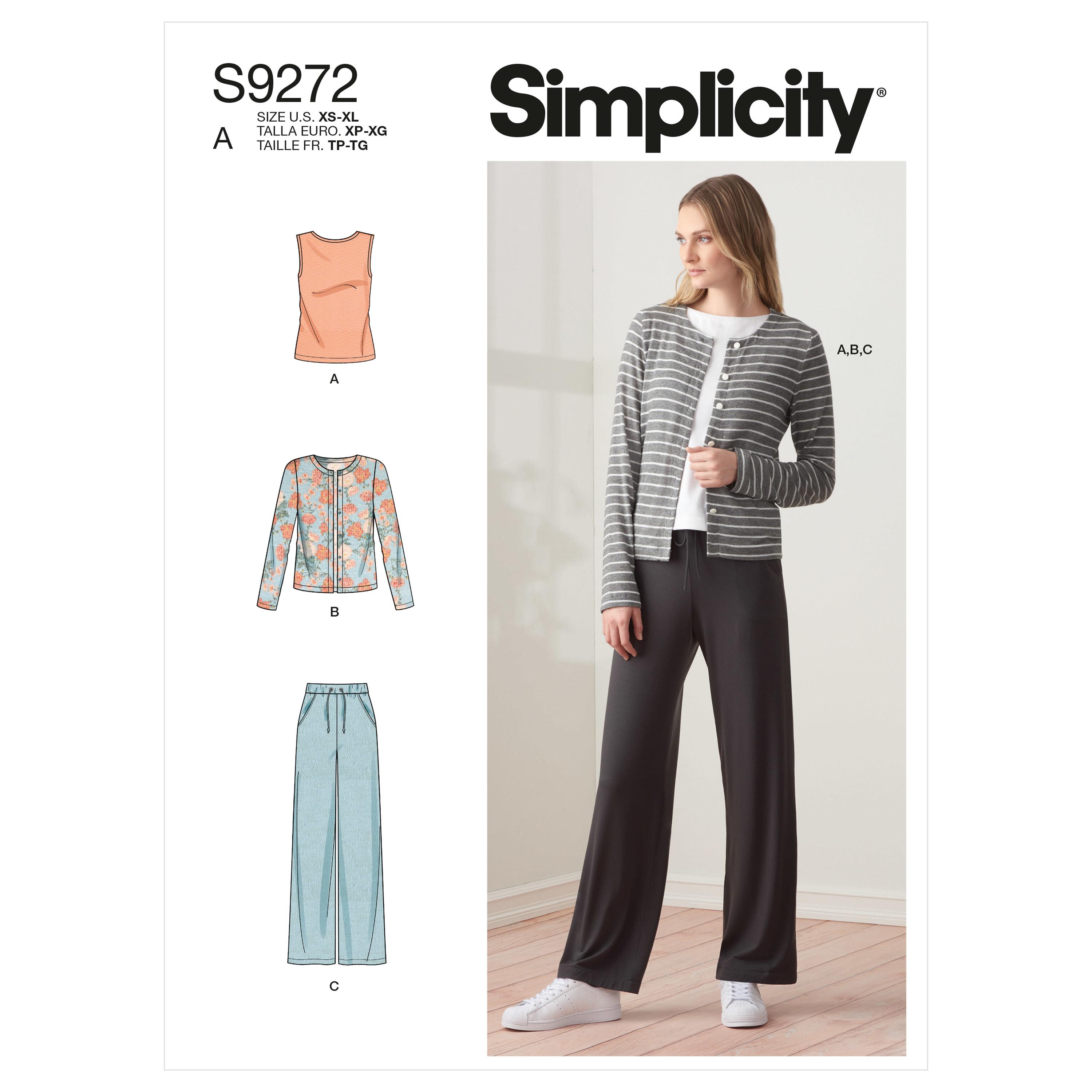 Simplicity Sewing Pattern S9272 Misses' Knit Cardigan Top & Pants