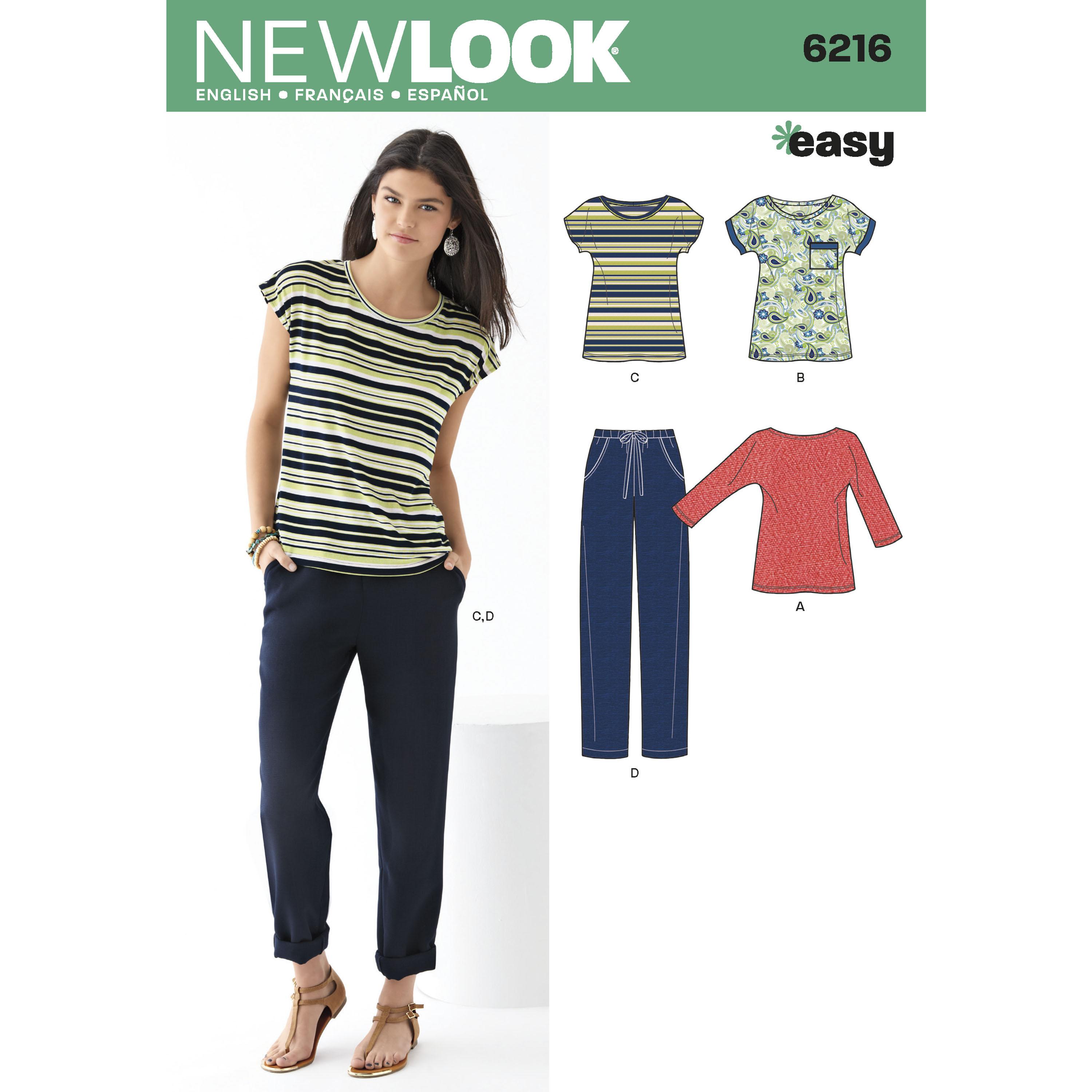 NewLook N6216 Misses' Knit Tops and Pants