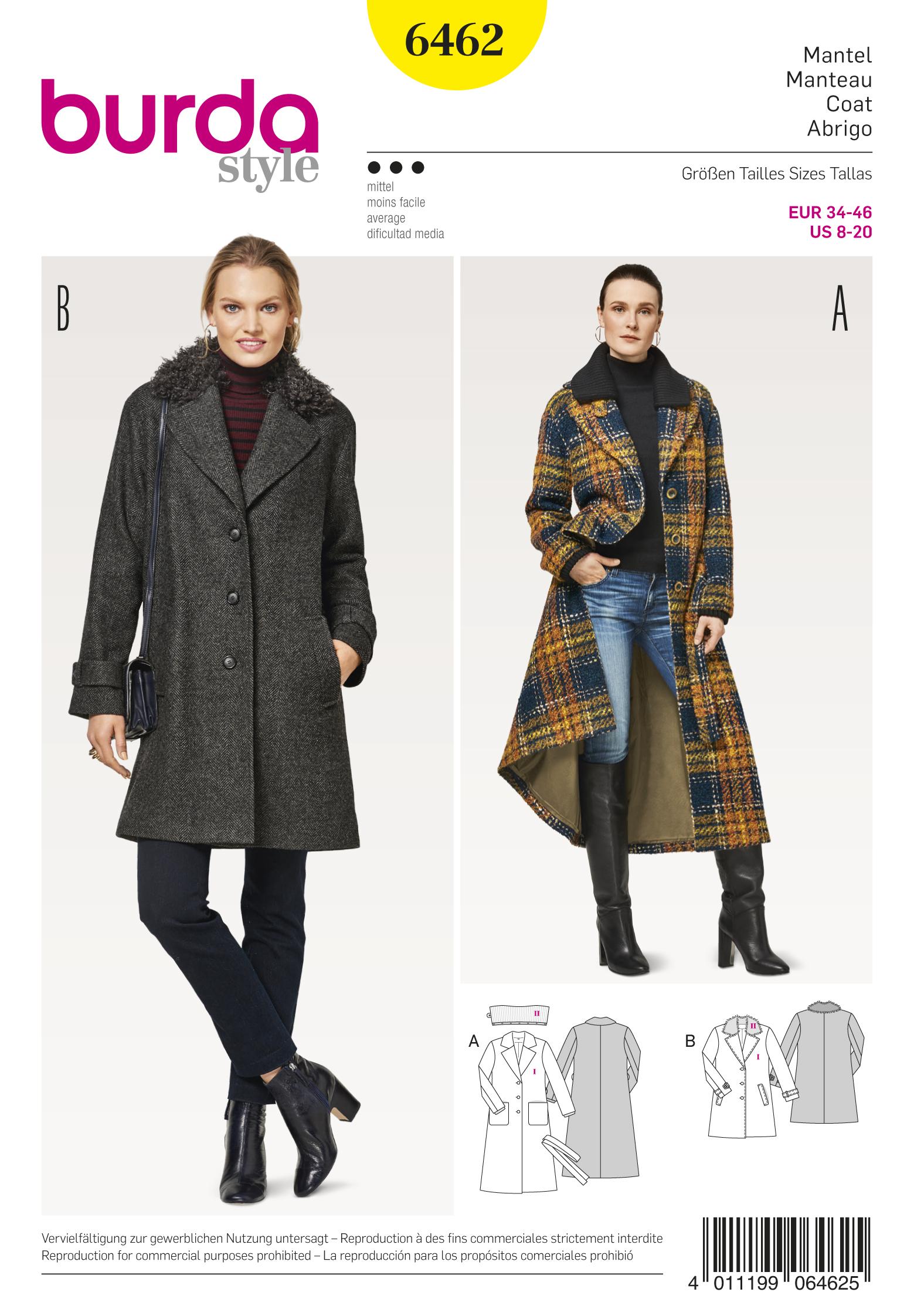 Burda B6462 Women's Fur Collar Coat