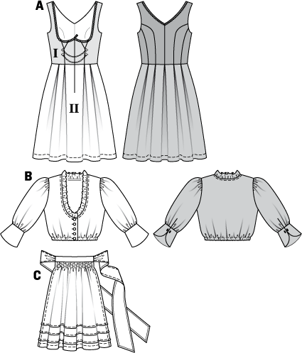 Burda B7443 Dirndl Dress Sewing Pattern