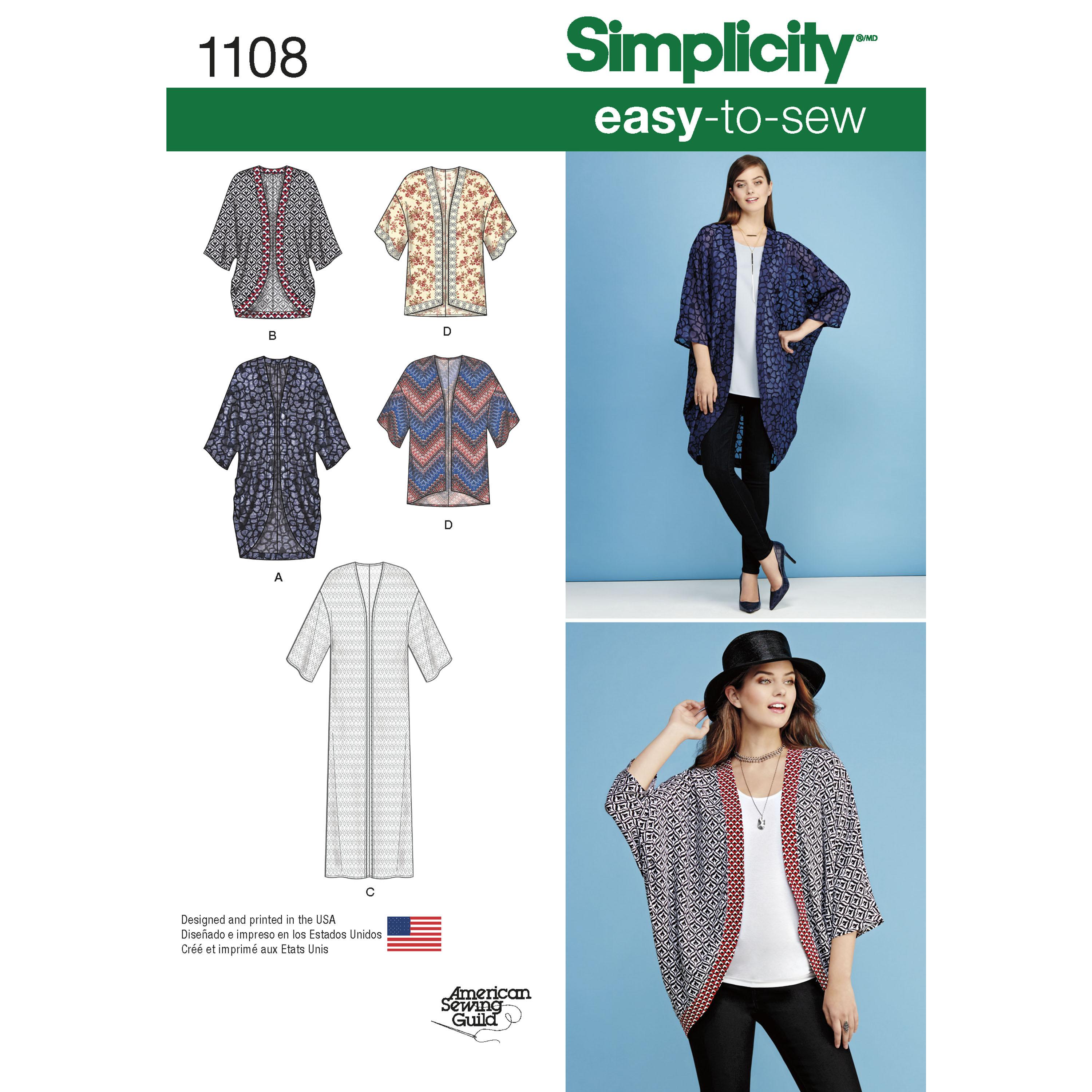 Simplicity S1108 Women's Kimono's in Different Styles